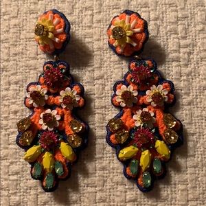 J Crew embroidered crystal earrings
